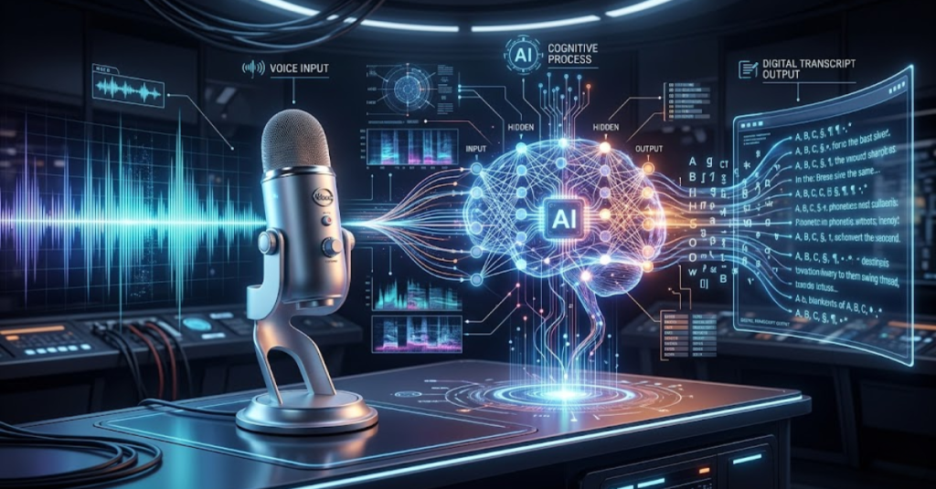 Proces van AI spraakherkenning van stem naar tekst